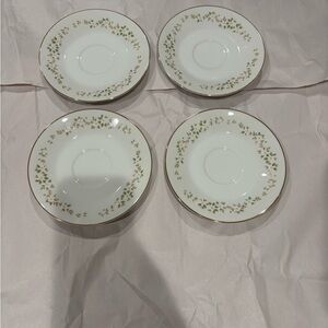 Ekco Vintage China Floral Saucer Set of 4 - ‘Spring Meadow’ Pattern